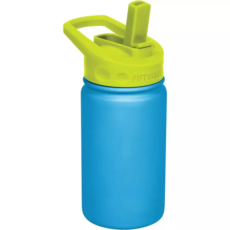 FIFTY/FIFTY Kid’s 12 oz Water Bottle with Straw Lid – Blue/Light Blue