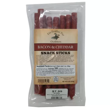 Fin Feather Fur Outfitters Bacon/Cheddar Snack Sticks 8 Oz