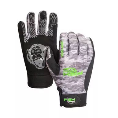 Fish Monkey Free Style Custom Fit Gloves Grey Water Camo Extra Large