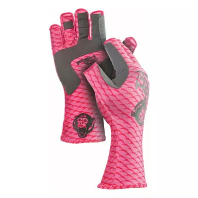 Fish Monkey Half-Finger Guide Glove Pink Scales L