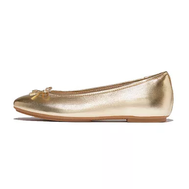 FITFLOP Delicato Bow Soft Metallic-Leather Ballet Flats (IH2)