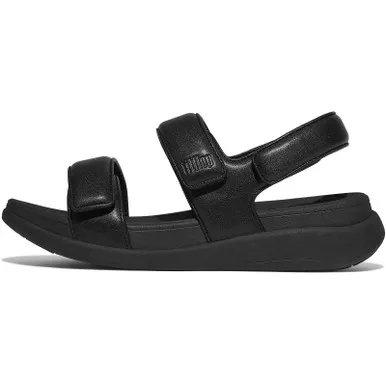 FITFLOP Women’s F-Mode Go Adjustable Flatform All Black Back-Strap Sandals (IV9-090)