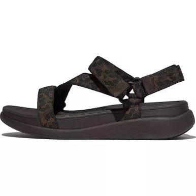 FITFLOP Women’s F-Mode Go Leopard Adjustable Webbing Z-Strap Chocolate Mix Sandals (E6O-D20)