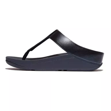 FITFLOP Women's Fino Glitterdust Metallic Toe-Post Midnight Navy Sandals (IK5-399)