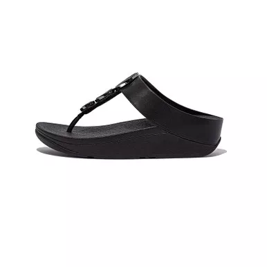 FITFLOP Women’s Halo Bead-Circle Leather Toe-Post Sandals (HM8)