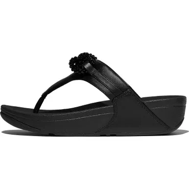 FITFLOP Women’s Lulu Beaded-Chain Leather Toe-Post Sandals (E6F)