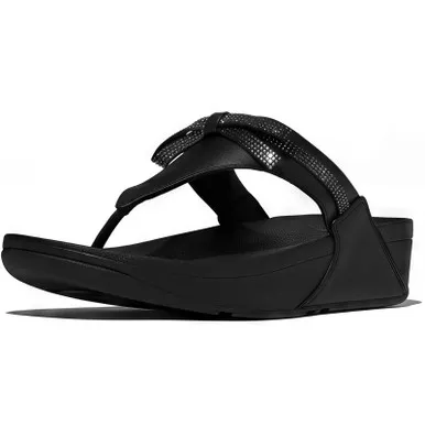 FITFLOP Women’s Lulu Glitz-Bow Leather Toe-Post Sandals (E1G)