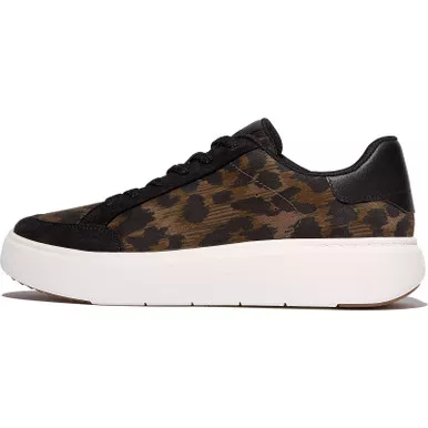 FITFLOP Women’s RTG Leopard Suede Black/Chocolate Mix Sneakers (E6I-D24)