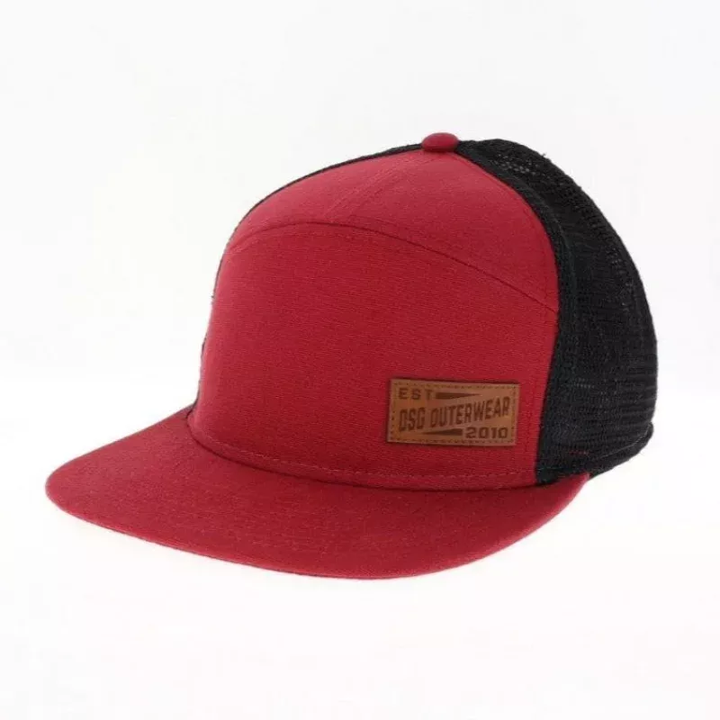 Flat Brim Trucker Hat|Burgundy|One Size