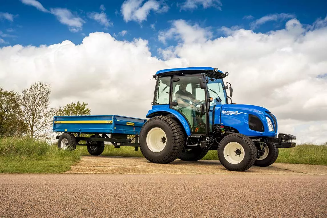 Fleming Compact Tipping Trailer | Model TR1 & TR2 | Width 47″ & 54″ | 20-50 HP | 5-12 GPM | For Tractors, ATVs, UTVs, & Loaders