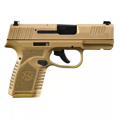 FN 66101413 Reflex Micro-Compact Frame 9mm Luger 10+1, 3.30″ Black Target Crown Steel Barrel, Flat Dark Earth PVD Serrated Steel Slide, Flat Dark Earth Polymer Frame w/Picatinny Rail, Ambidextrous
