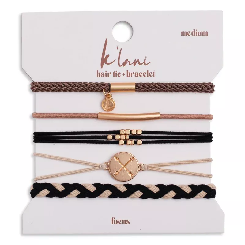 Focus Blacks and Golds with Arrow Charm Hair Tie Bracelets