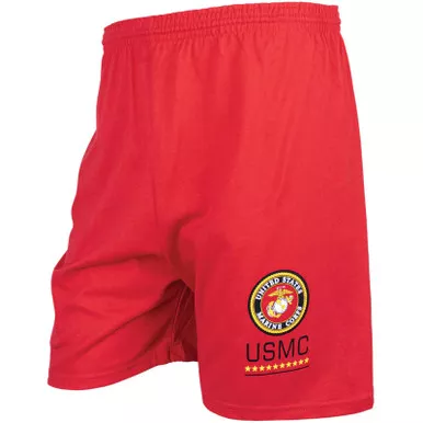 FOX OUTDOOR Men’s Red U.S.M.C. Logo Running Shorts (64-7992)