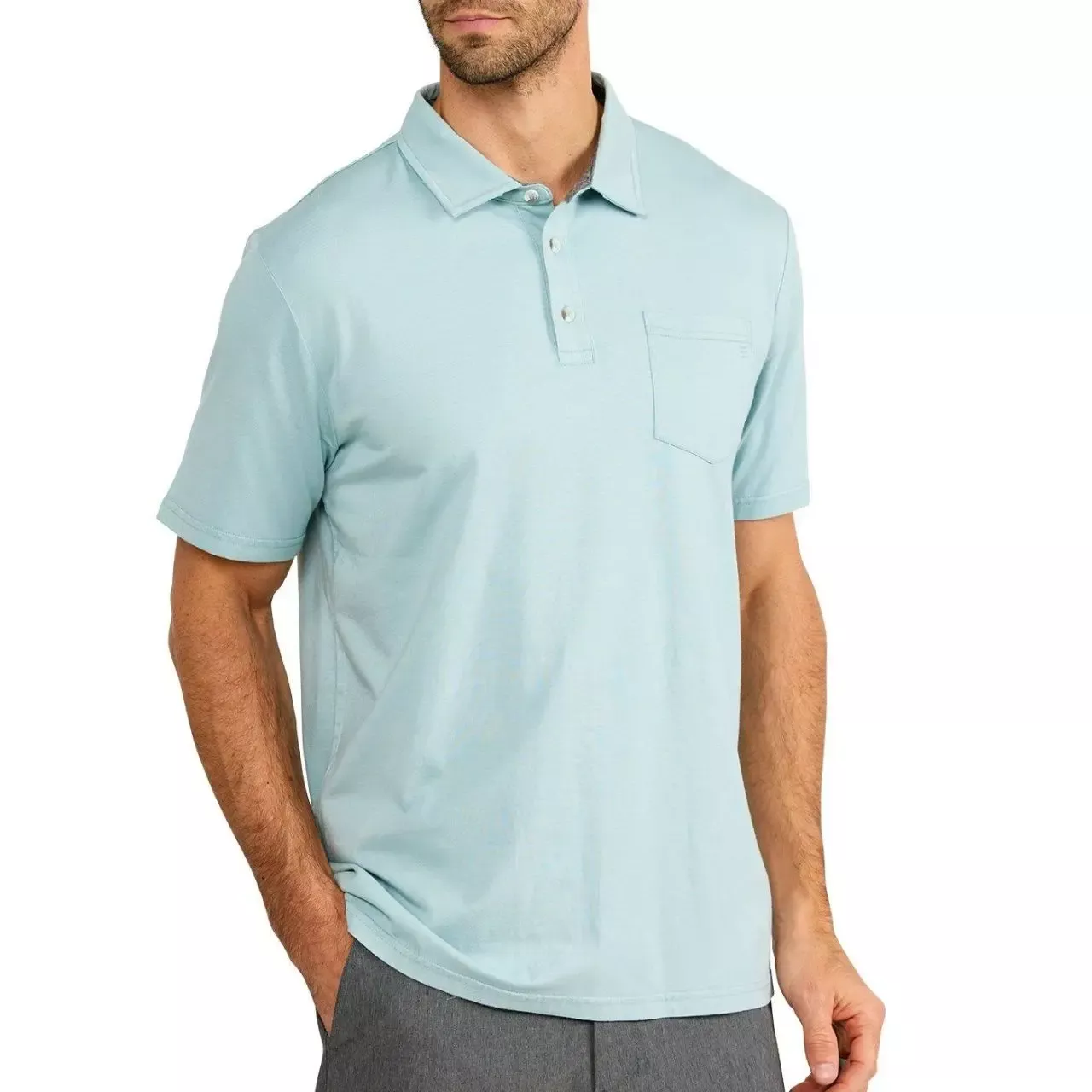 Free Fly Men’s Bamboo Heritage Polo – Flats Blue