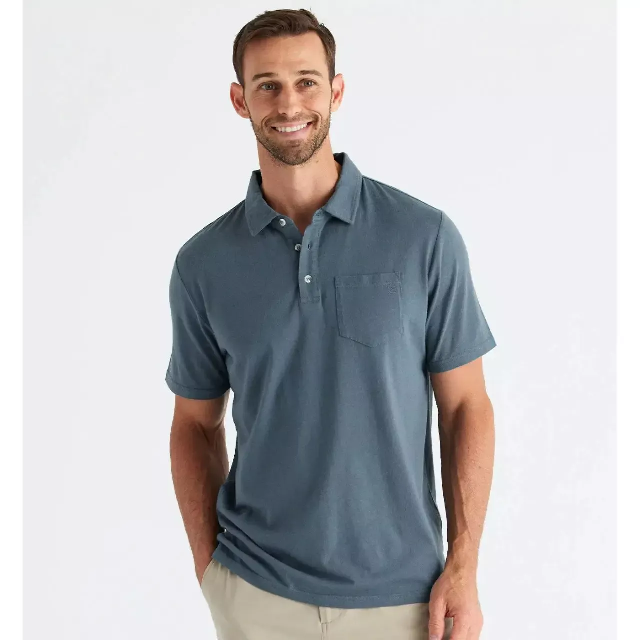 Free Fly Men’s Bamboo Heritage Polo – Slate Blue