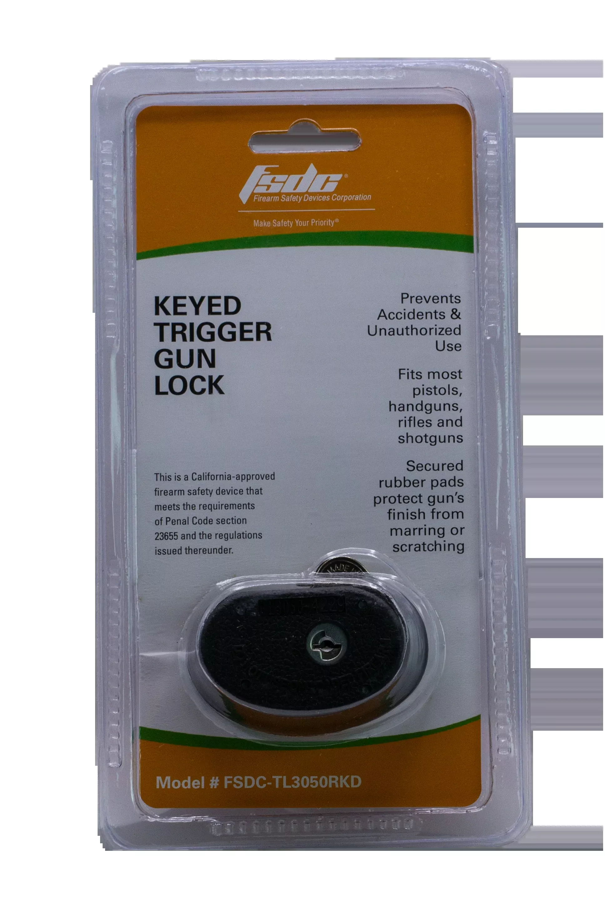Fsdc Trigger Guard Gun Lock - 1-pk W/2 Keys Ca Approved