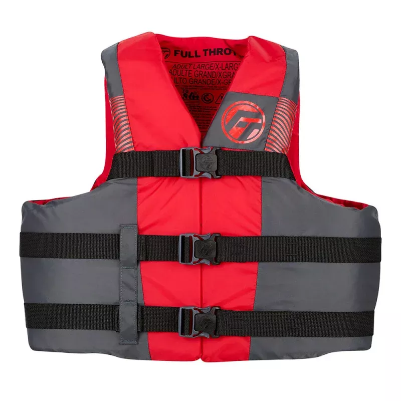 Full Throttle Adult Nylon Life Jacket – 4X/7X – Red/Black