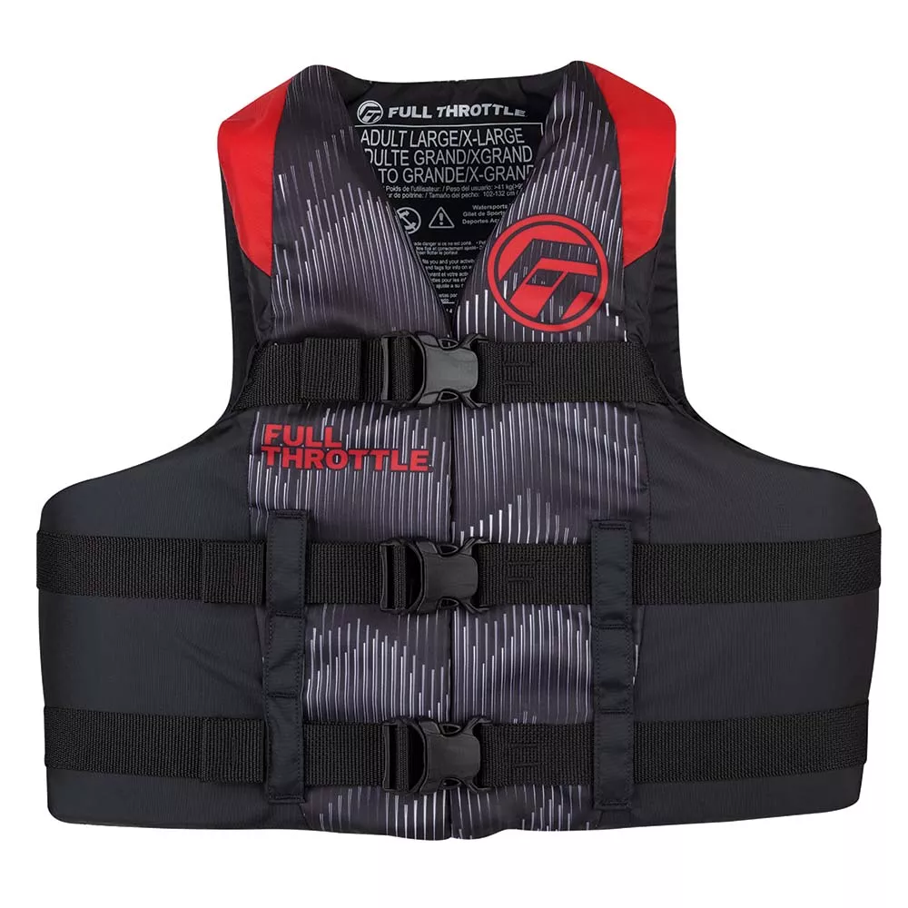 Full Throttle Adult Nylon Life Jacket – L/XL – Red/Black