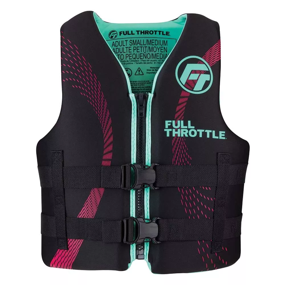 Full Throttle Adult Rapid-Dry Life Jacket – L/XL – Aqua/Black