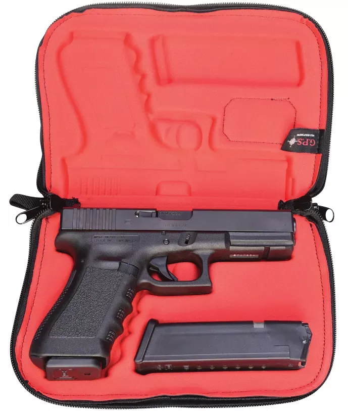 G*OutdoorsCustom Molded Pistol Case with Lockable Zippers, Internal Mag Holder & Black Finish for Glock 17,19,22,23,26,27