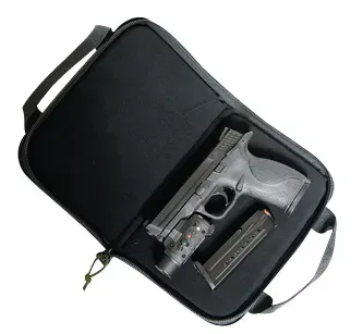G*OutdoorsMemory Foam Pistol Case Large Size with Lockable Zippers, Mag Storage Pockets & Black Finish Holds 1 Handgun