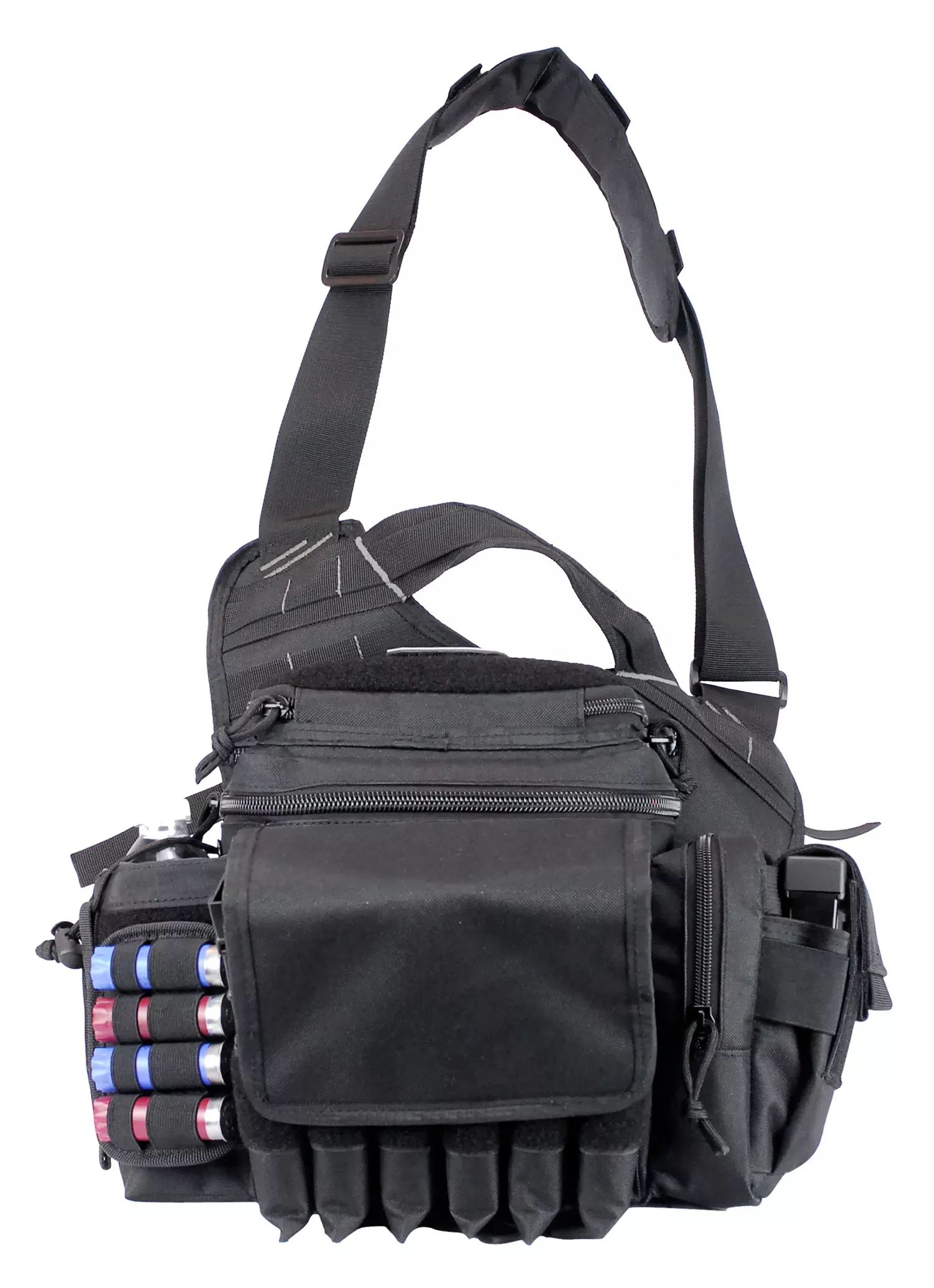 G*OutdoorsRapid Deployment Sling Pack Large Black 600D Polyester with Removeable Handgun Holster, External Pockets & Internal Storage Compartment