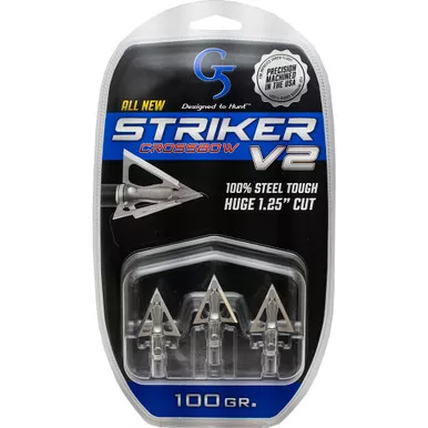 G5 Outdoors 6132 Striker V2 Crossbow Broadheads 100 Grain, Silver, 3 Pack