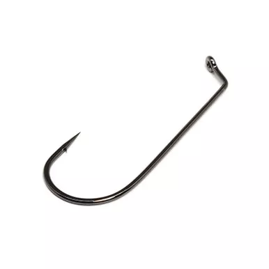 GAMAKATSU 25-Pack Jig 60 Round Bend Light Wire Flat Eye Size 3/0 NS Black Hooks (61413-25)