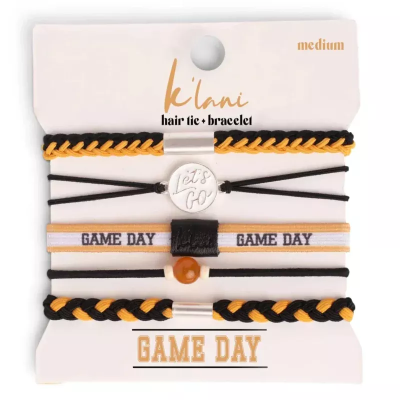 Game Day Black & Gold Hair Tie Bracelets