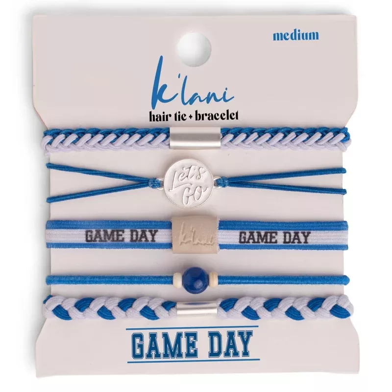 Game Day Blue & White Hair Tie Bracelets