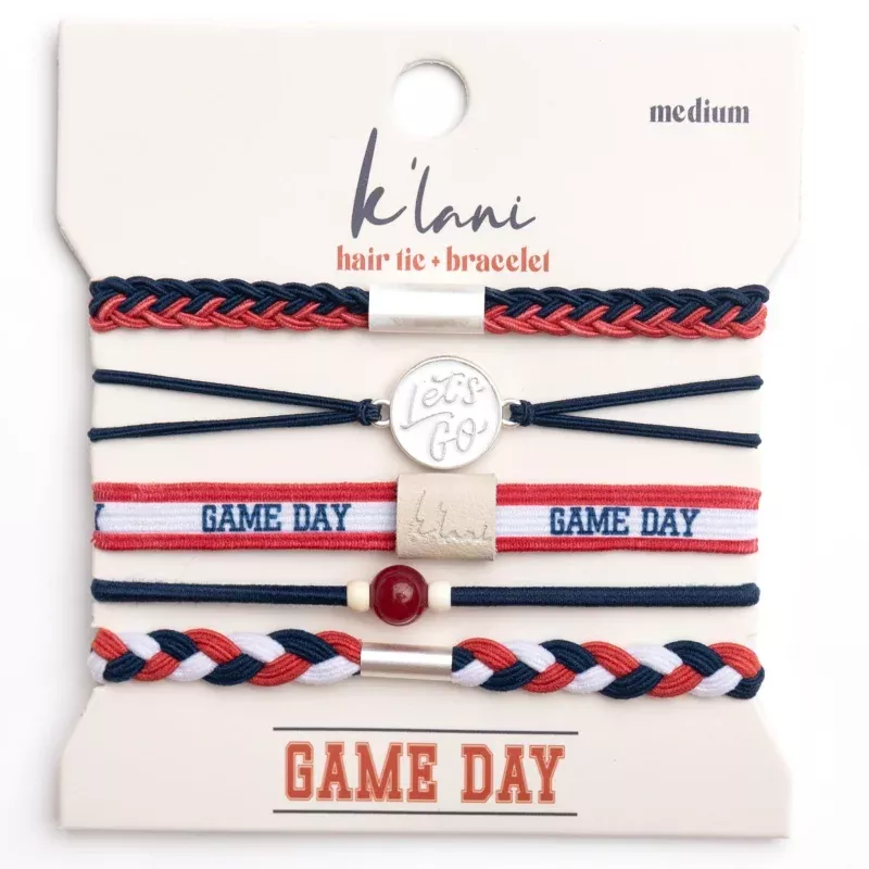 Game Day Crimson & Navy Hair Tie Bracelets