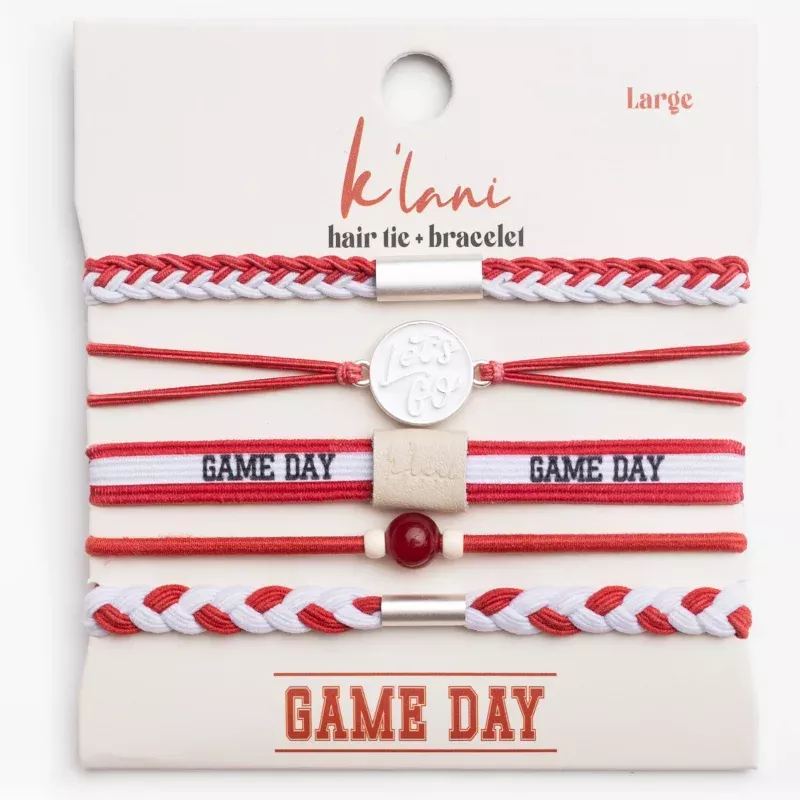 Game Day Crimson & White Hair Tie Bracelets