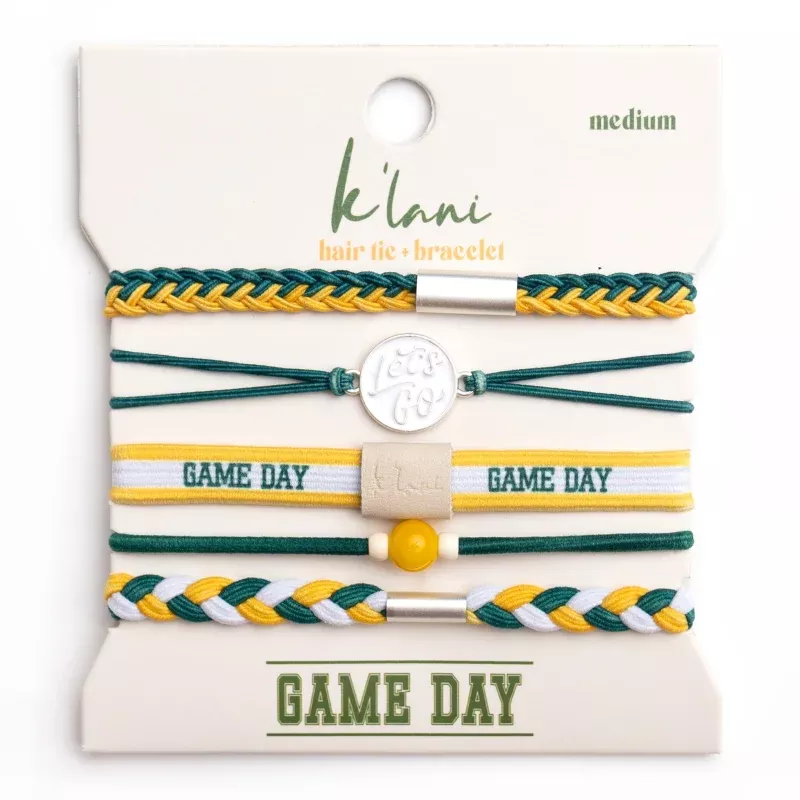 Game Day Green & Yellow Hair Tie Bracelets