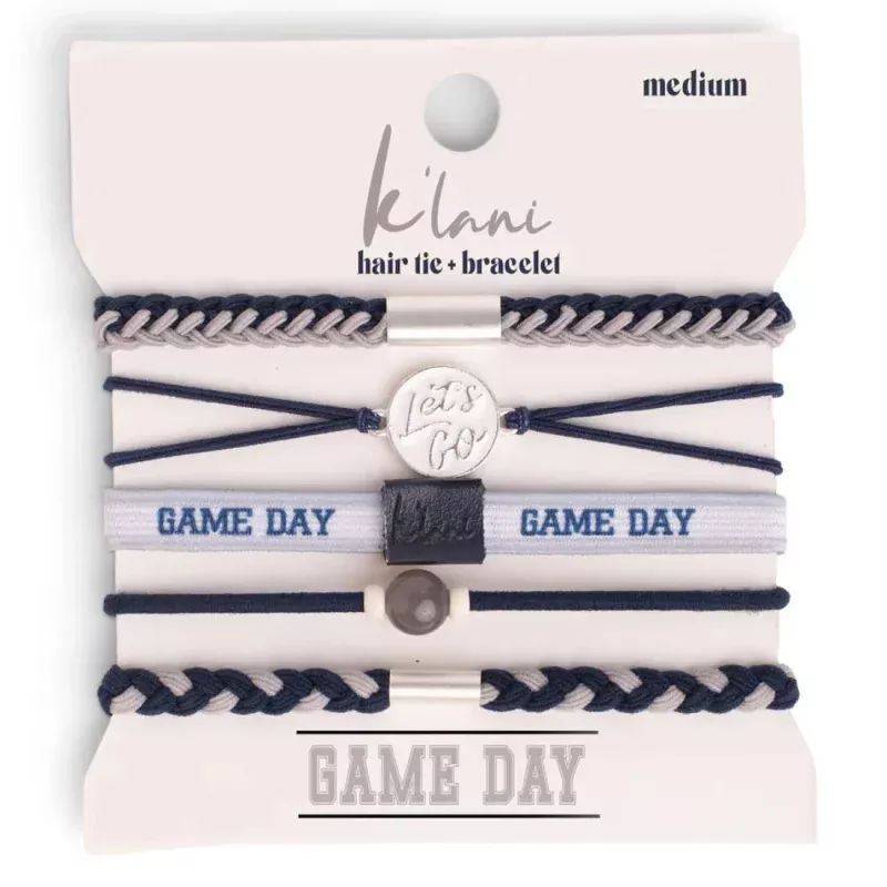 Game Day Navy & Gray Hair Tie Bracelets