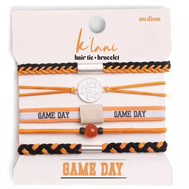 Game Day Orange & Black Hair Tie Bracelets