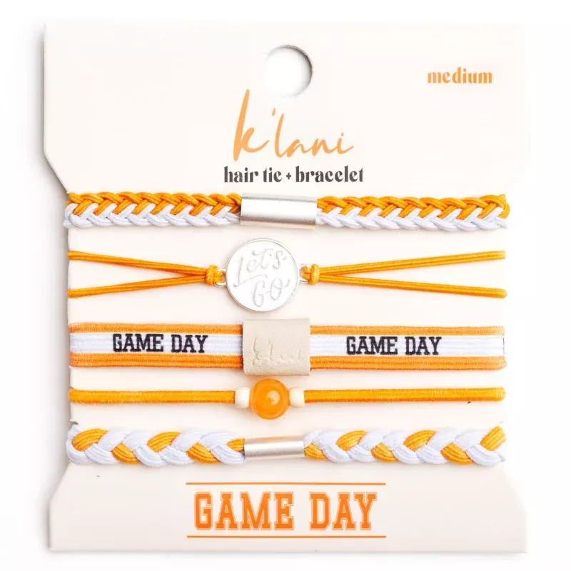Game Day Orange & White Hair Tie Bracelets