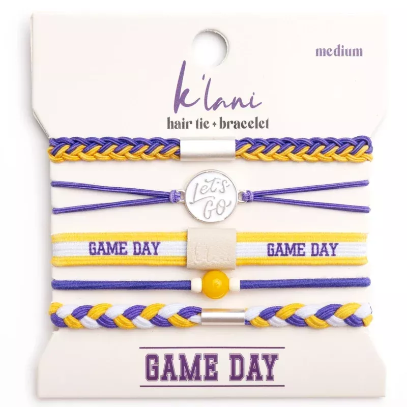 Game Day Purple & Yellow Hair Tie Bracelets