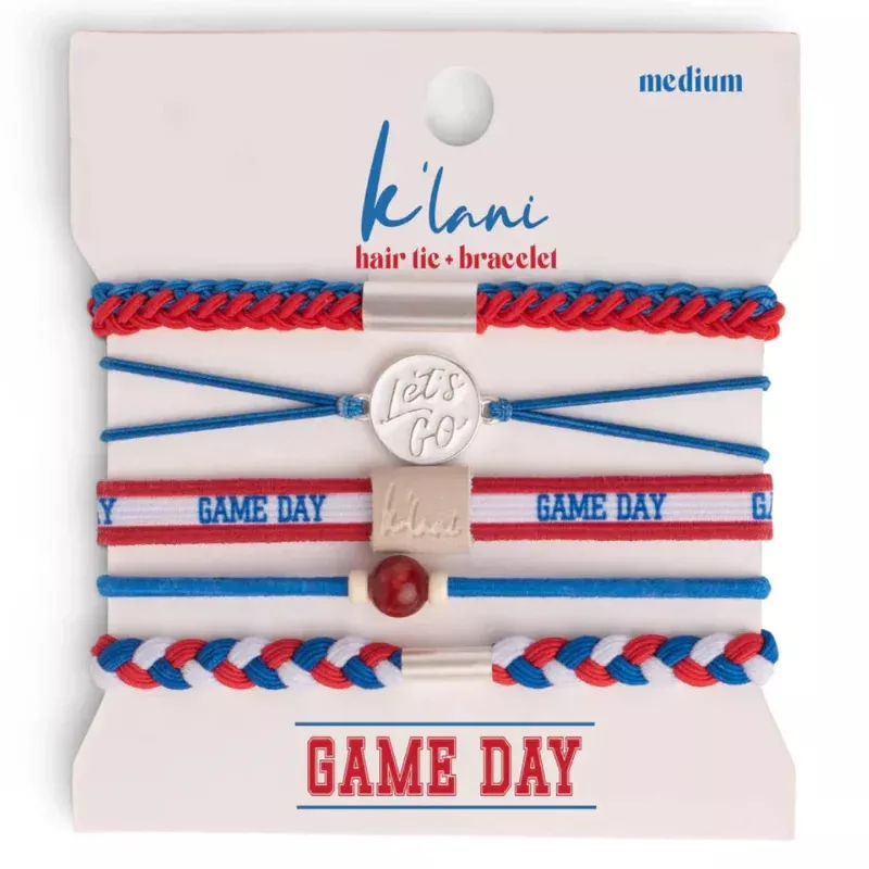 Game Day Red, Blue & White Hair Tie Bracelets