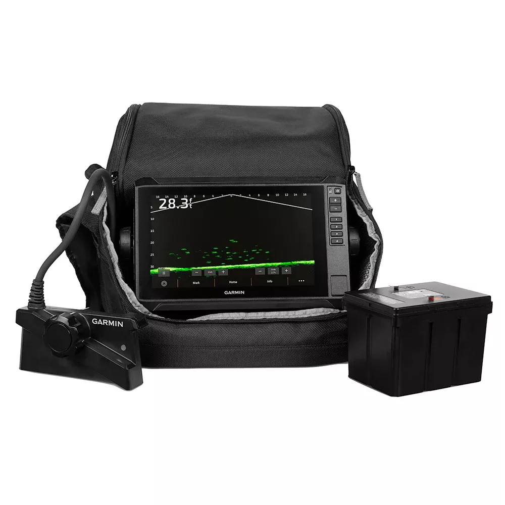 Garmin ECHOMAP UHD2 93SV LiveScope Plus Ice Fishing Bundle LI w/ECHOMAP UHD2 93sv, LiveScope Plus System & Lithium-ion Battery - 010-02688-35