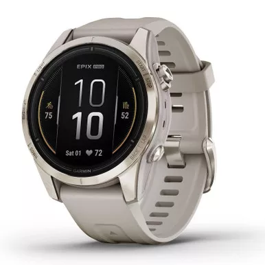 GARMIN epix Pro (Gen 2) Sapphire Edition Soft Gold with Light Sand Band Smartwatch (010-02802-10)