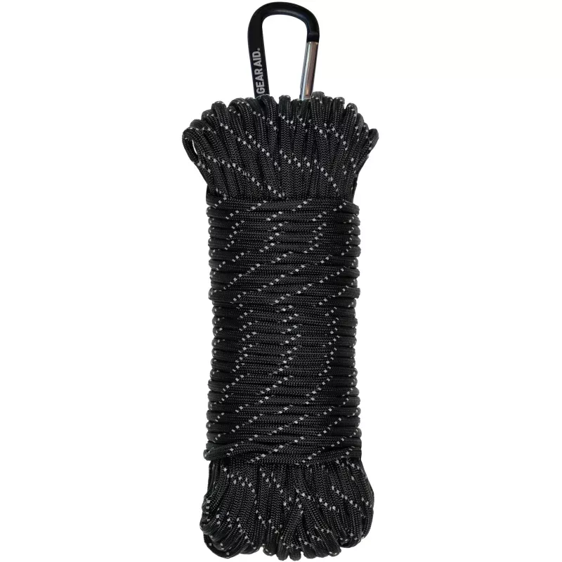 GEAR AID 550 Paracord 100 ft Black with Reflective Strands