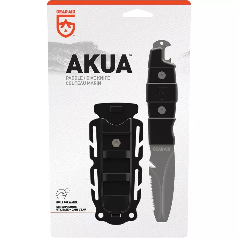 GEAR AID Akua Blunt Tip Knife – Black, Versatile Tool for Marine and Camping Applications