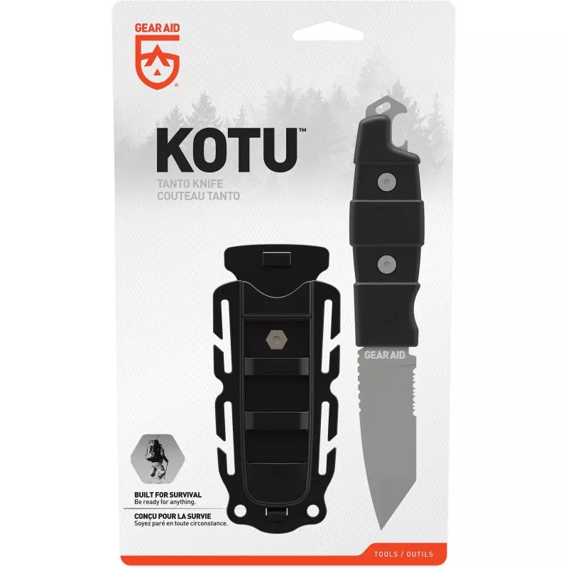 GEAR AID Kotu Tanto Knife Black – Compact Fixed Blade Utility Knife
