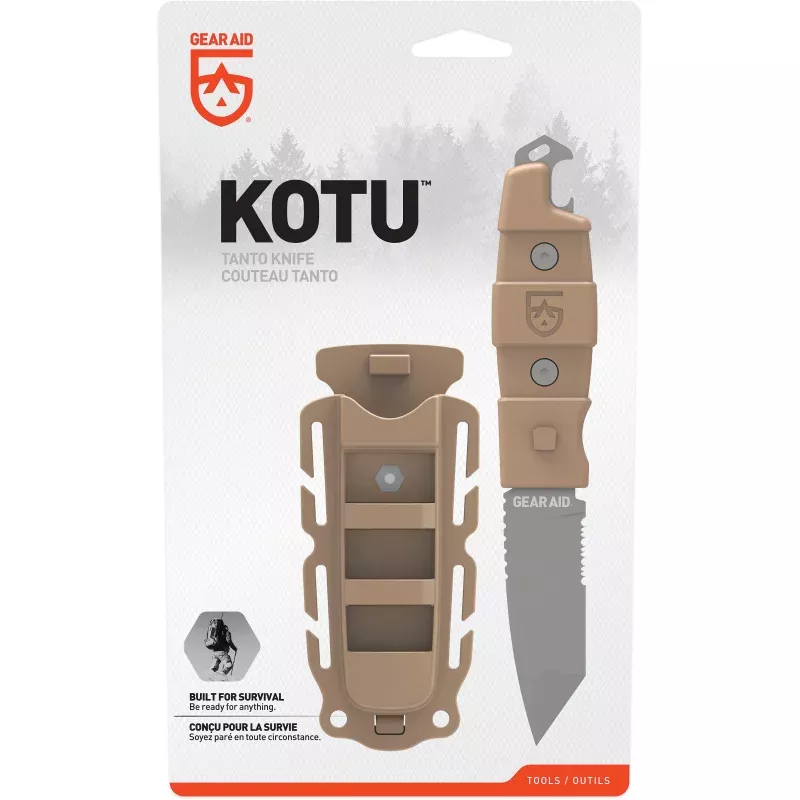 GEAR AID Kotu Tanto Knife CoyoteDurable Fixed Blade Utility Knife