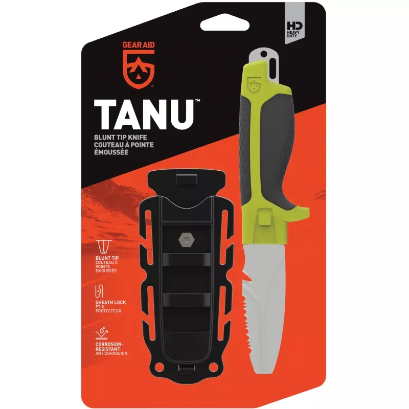 GEAR AID Tanu Blunt Tip Knife, Green – Durable Multipurpose Utility Tool
