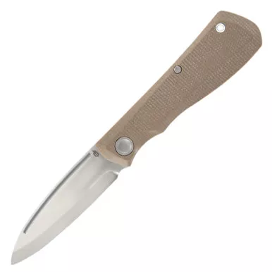 Gerber Mansfield Satin/Natural Micarta Folding Knife, Plain Edge, Drop Point