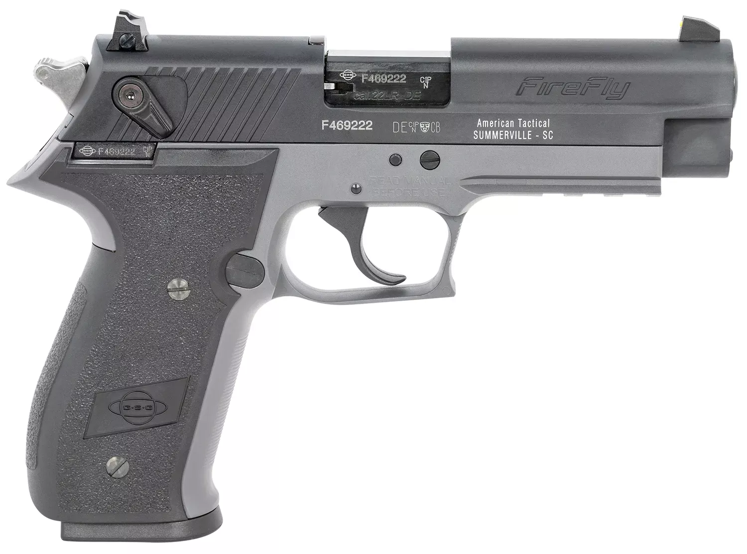 GSG FireFly Pistol 22LR 10+1 4" Barrel Alloy Slide Polymer Frame Adj Rear Sight Ambi Thumb Safety Light Rail DA/SA GERG2210FFS