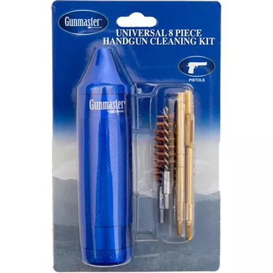 Gunmaster 38290 Compact Universal Pistol Cleaning Kit .22-.45 Caliber, Aluminum Handle Black, 8 Pack