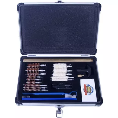 Gunmaster UGC 56W Universal Select Cleaning Kit Wooden Case, .22 Cal and Larger, Wood, 30 Piece