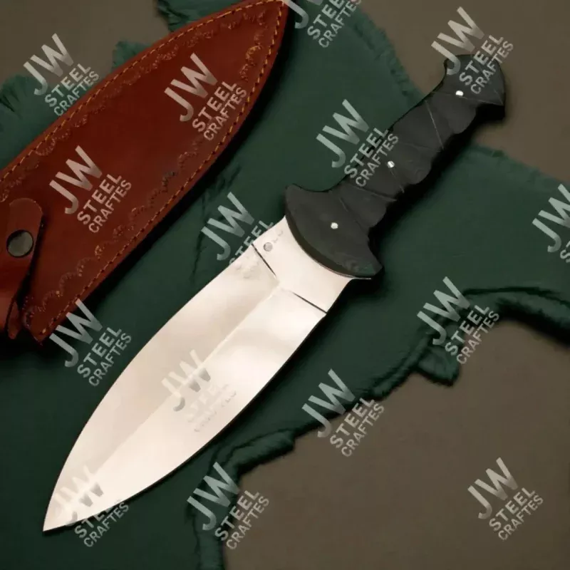 Hand-Forged J2 Stainless Steel Outdoor Utility KnifeMicarta Handle, Leather Sheath